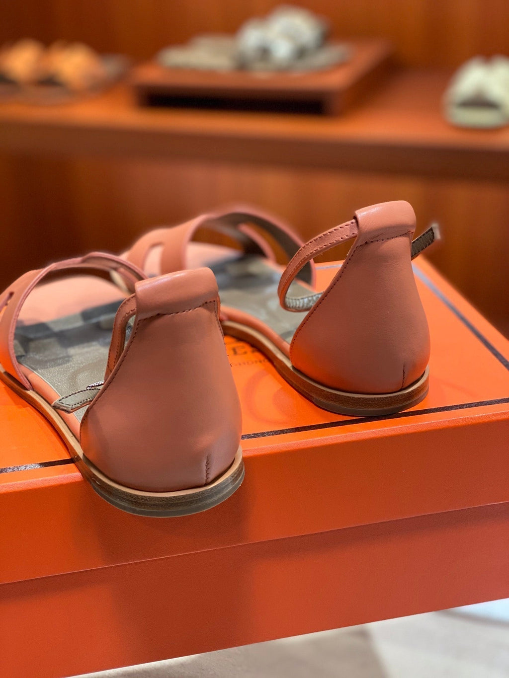 Hermes Santorini Sandal Fire Calfskin