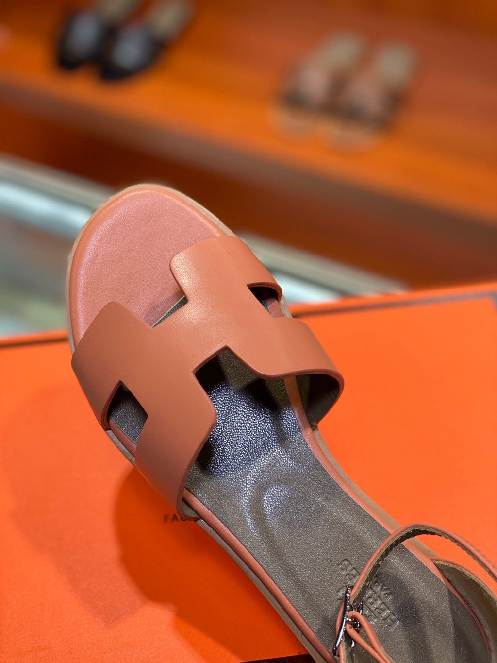 Hermes Santorini Sandal Fire Calfskin