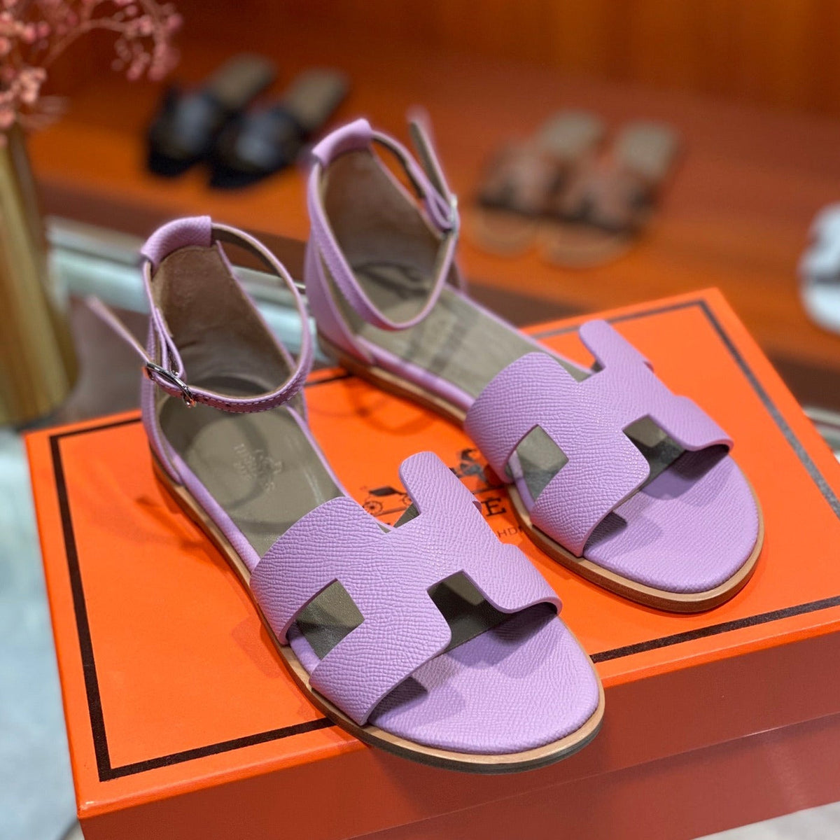 Hermes Santorini Sandal Lavender Calfskin
