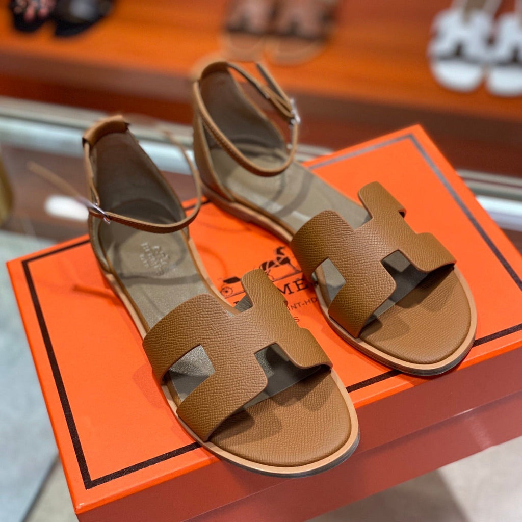 Hermes Santorini Sandal Bronze Calfskin
