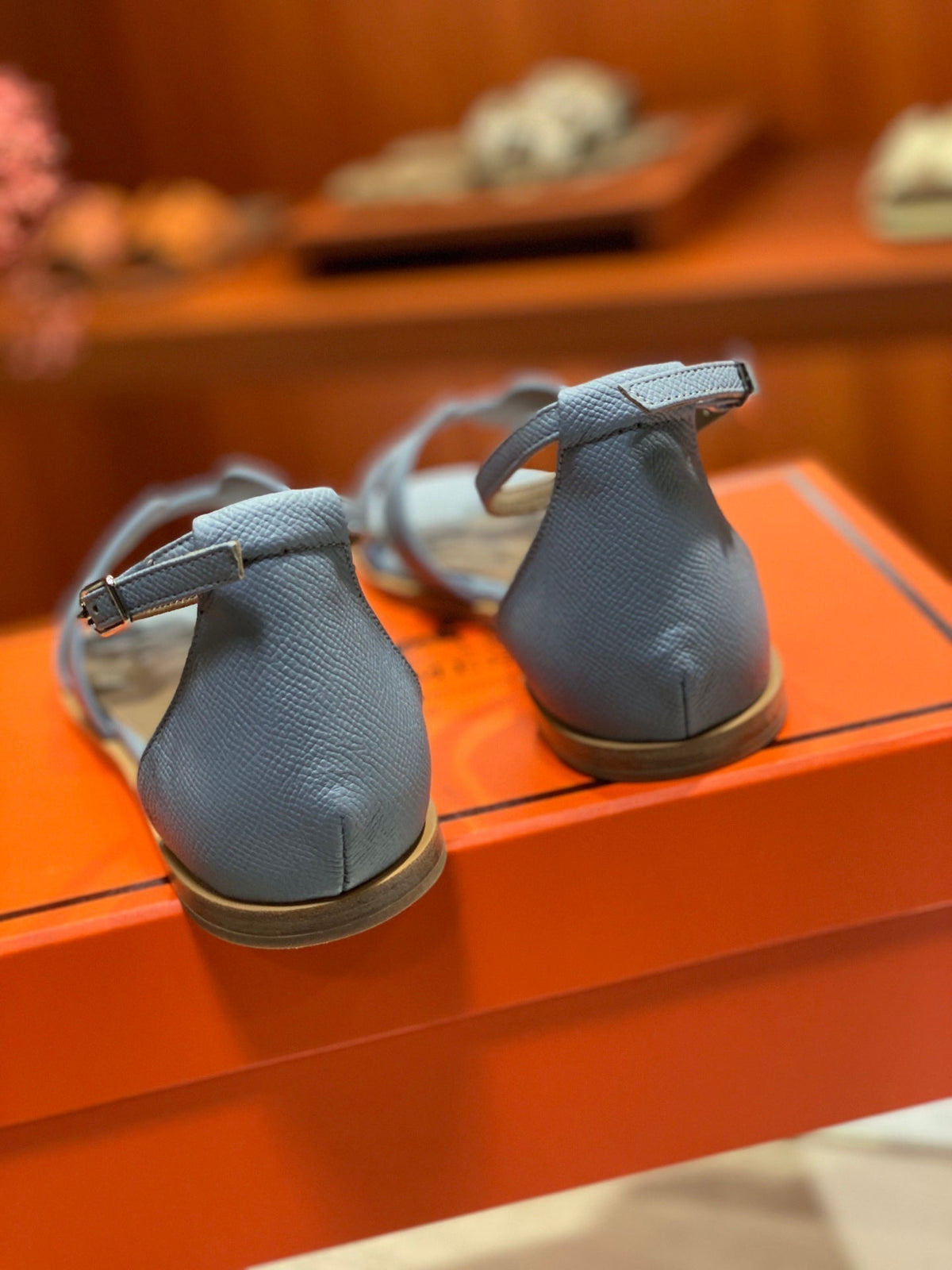 Hermes Santorini Sandal Sapphire Calfskin