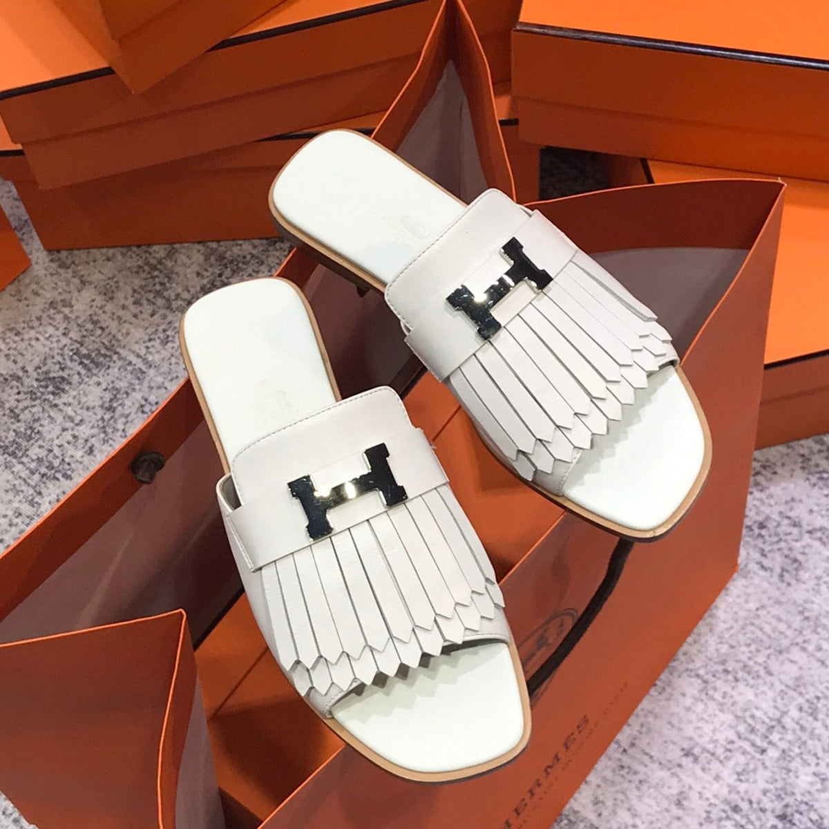 Hermes Royal Sandal White Lambskin