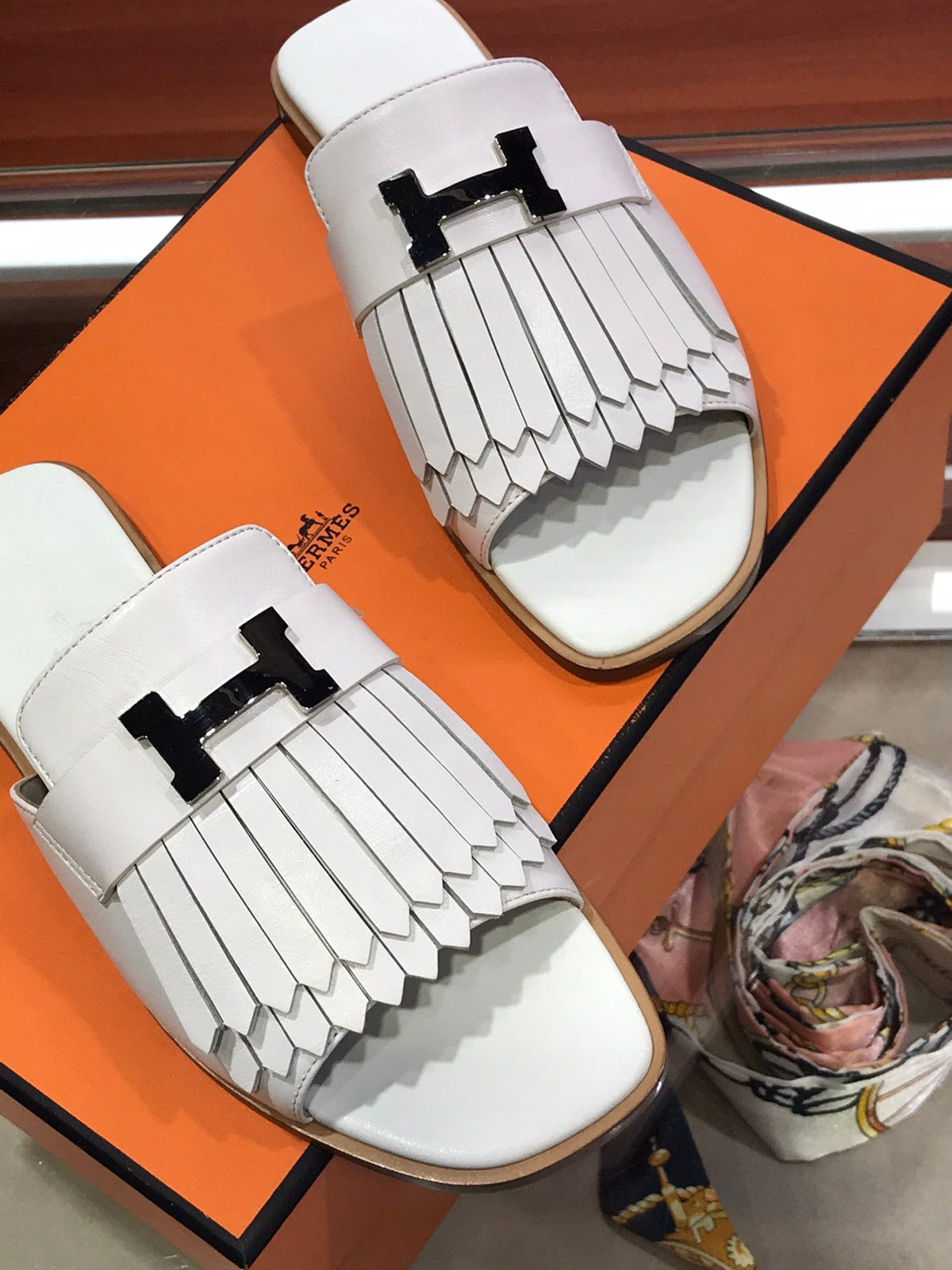 Hermes Royal Sandal White Lambskin