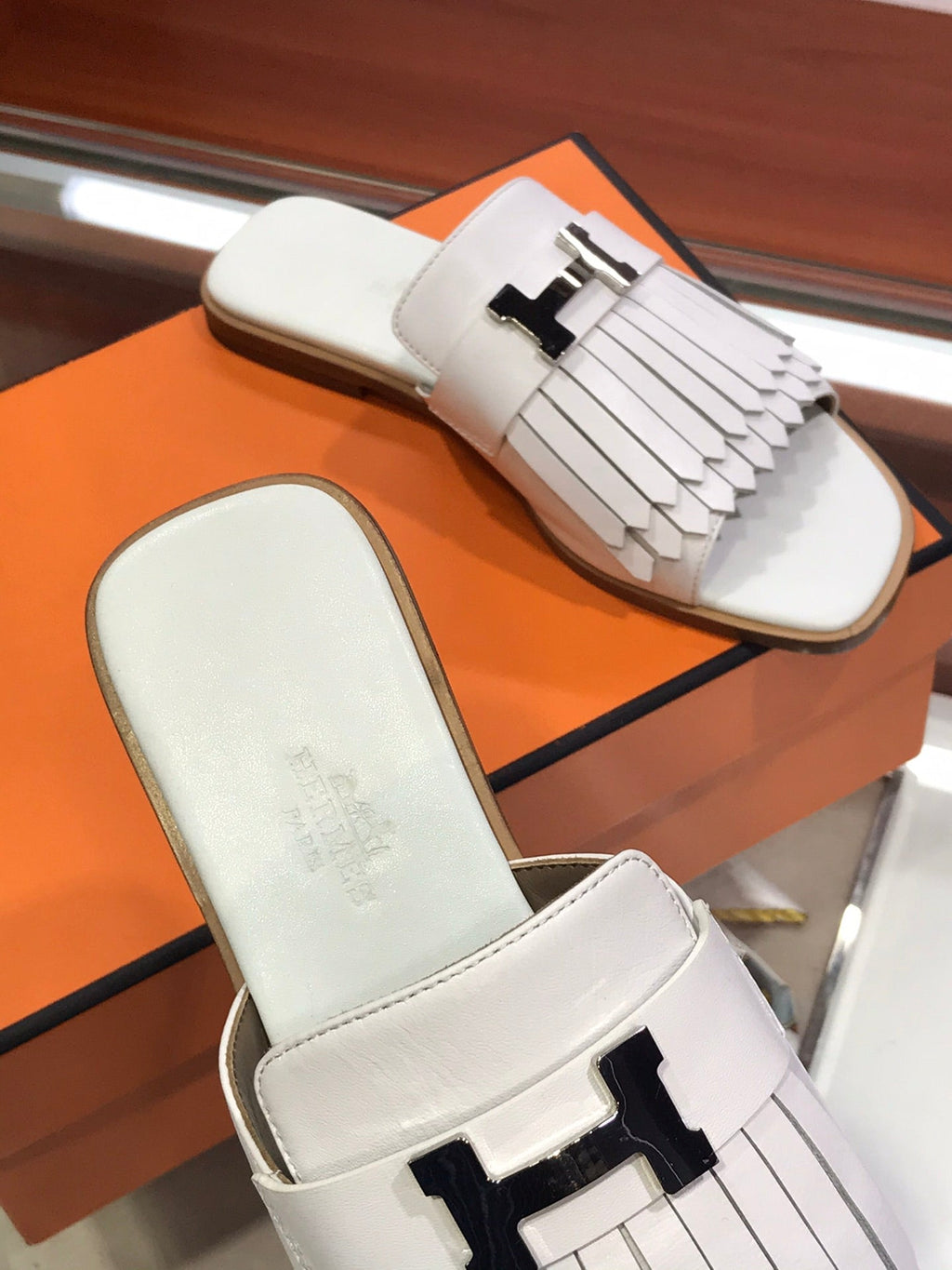 Hermes Royal Sandal White Lambskin