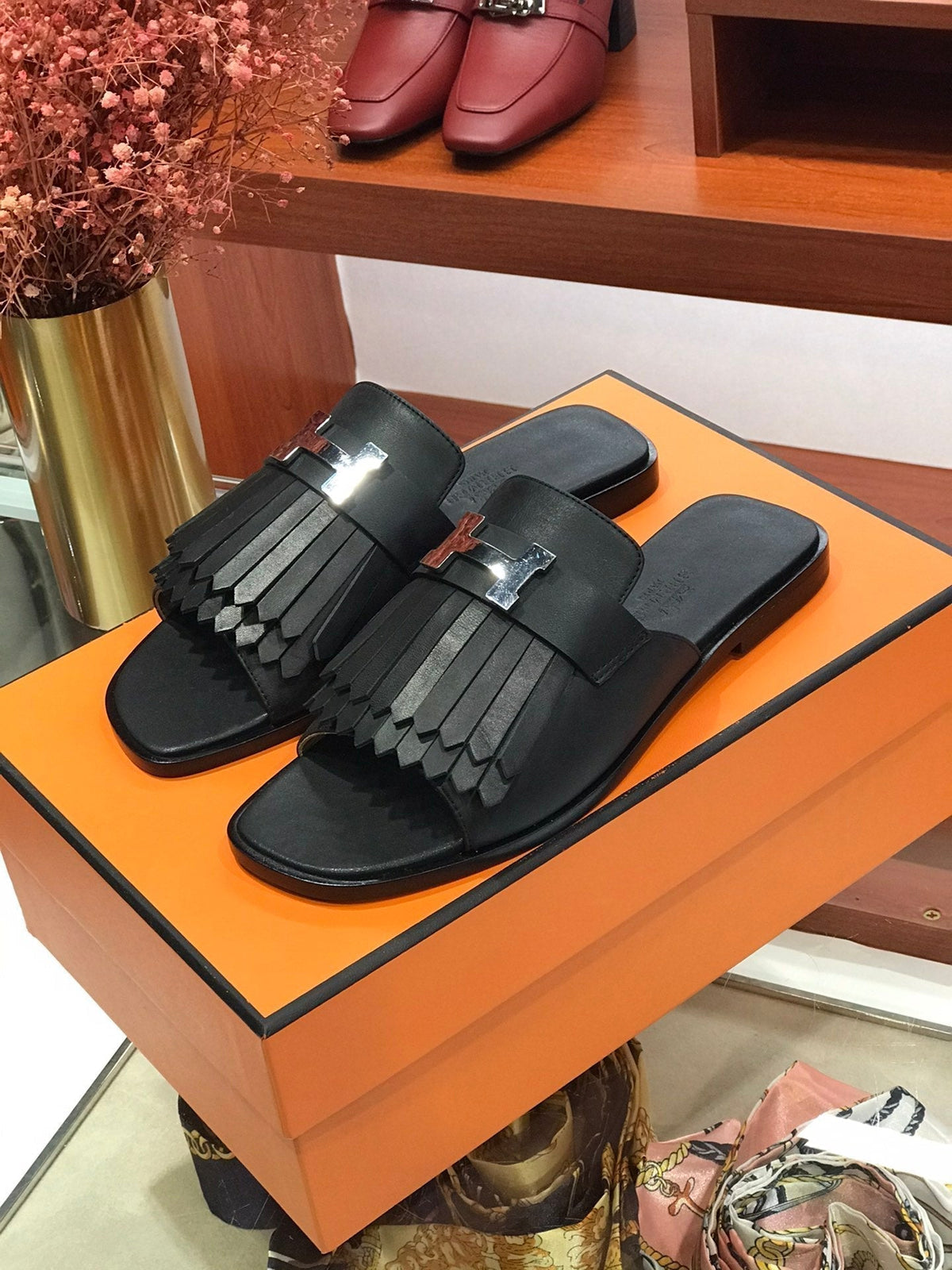 Hermes Royal Sandal Black Lambskin