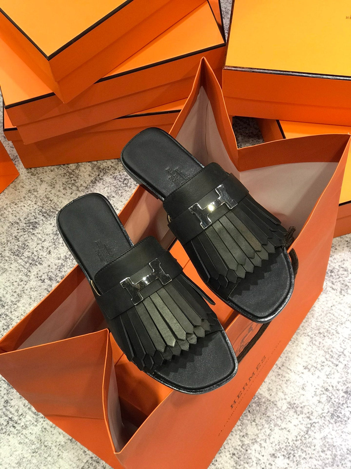Hermes Royal Sandal Black Lambskin