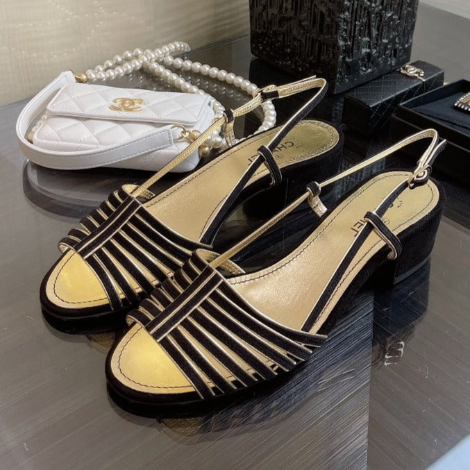 Chanel Slingbacks Sandal in Black Suede