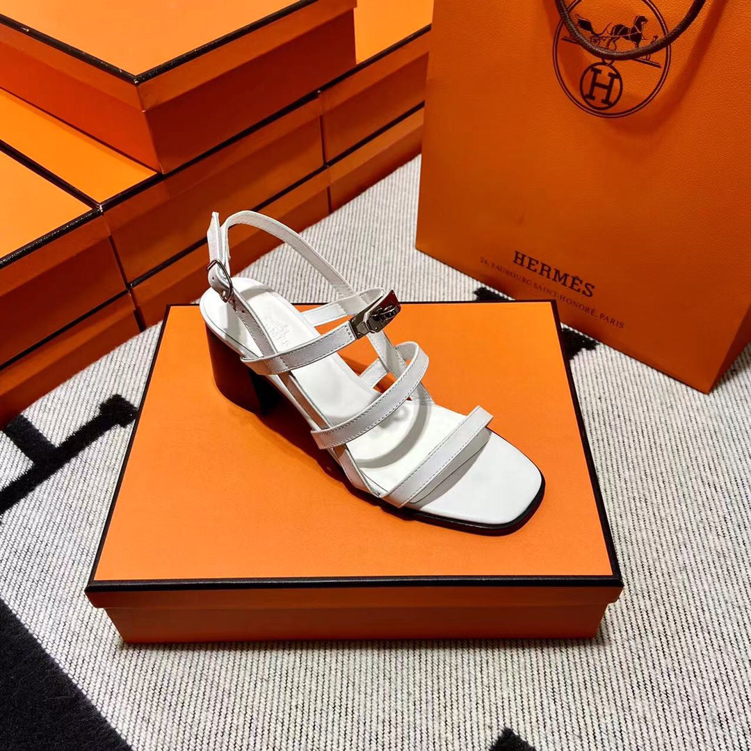 Hermes Mid - Sandal White Calfskin