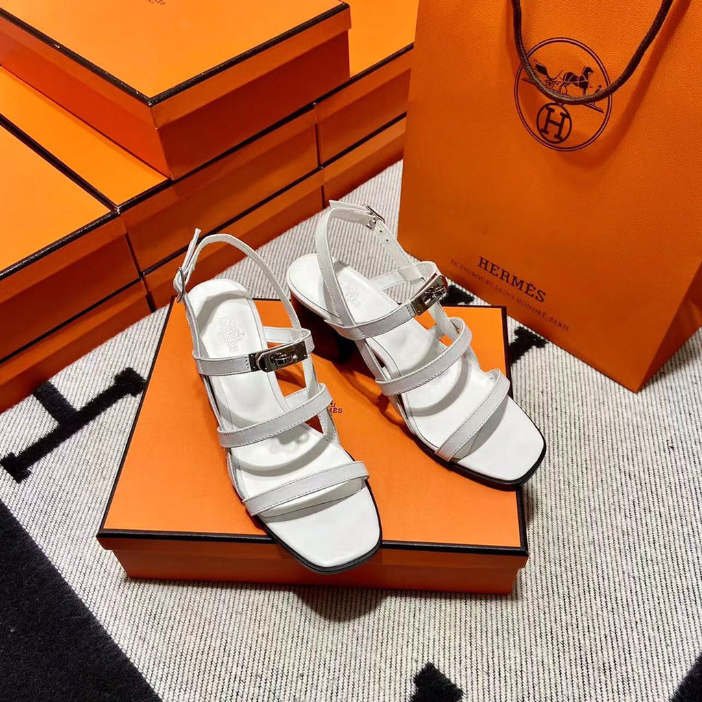 Hermes Mid - Sandal White Calfskin