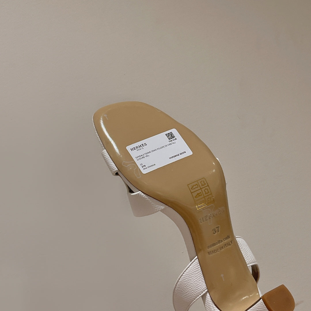 Hermes Slingback Sandal Eternite 75 White Mix Light Brown Lambskin
