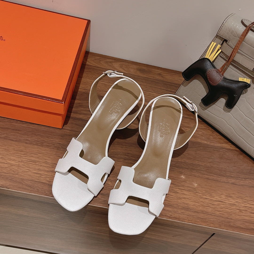 Hermes Slingback Sandal Eternite 75 White Mix Light Brown Lambskin