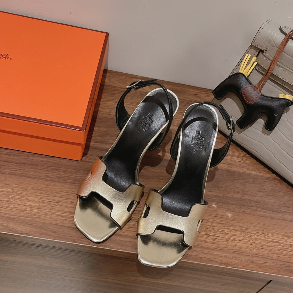 Hermes Slingback Sandal Eternite 105 Black Mix Silver Lambskin