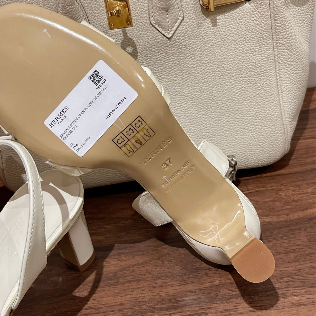 Hermes Slingback Eternite 75 White Lambskin and Crocodile Leather