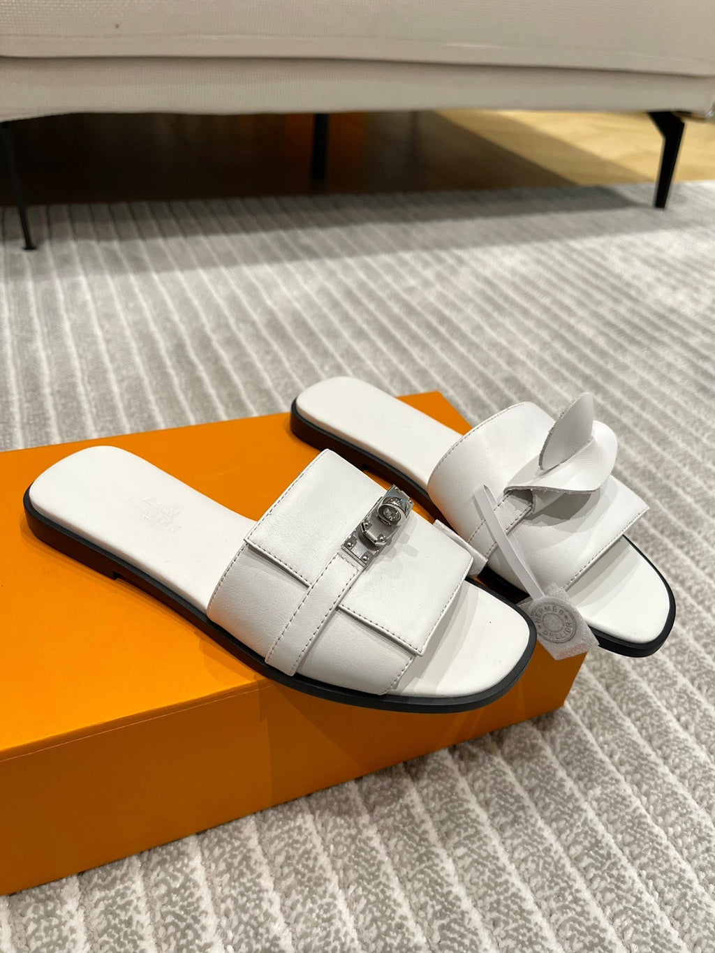 Hermes Gabriel Sandal White Calfskin