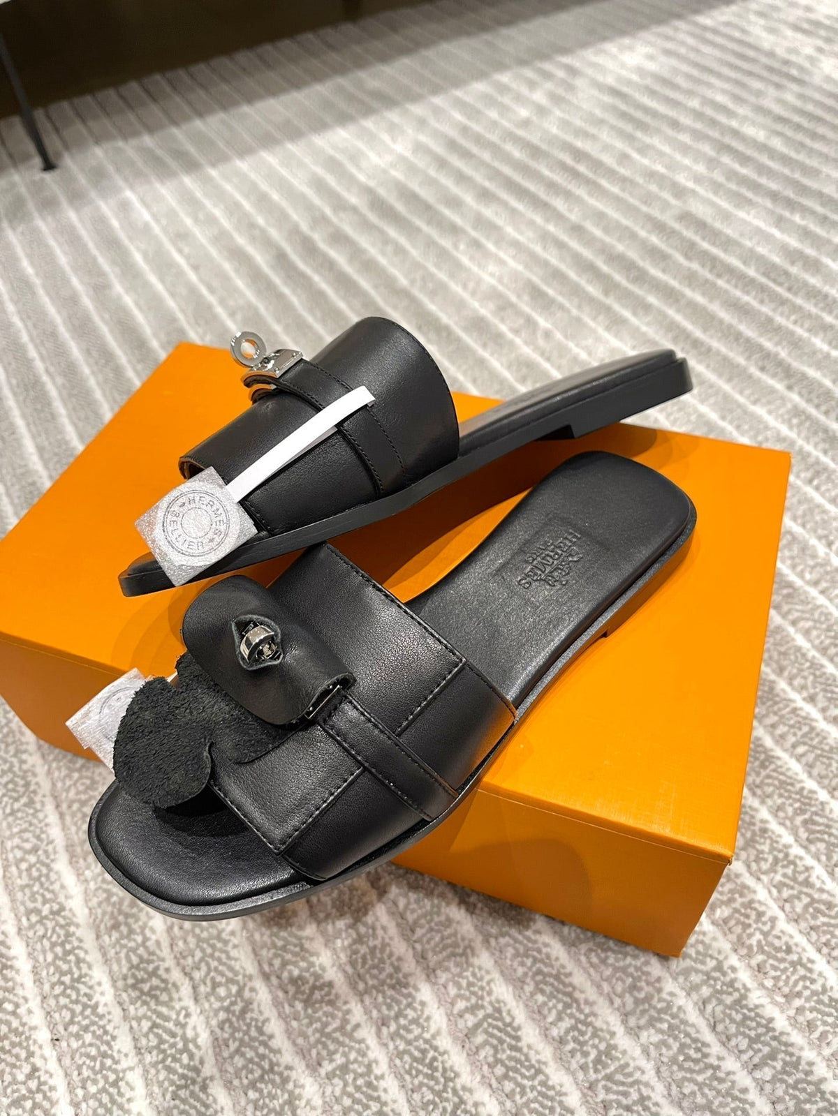 Hermes Gabriel Sandal Black Calfskin