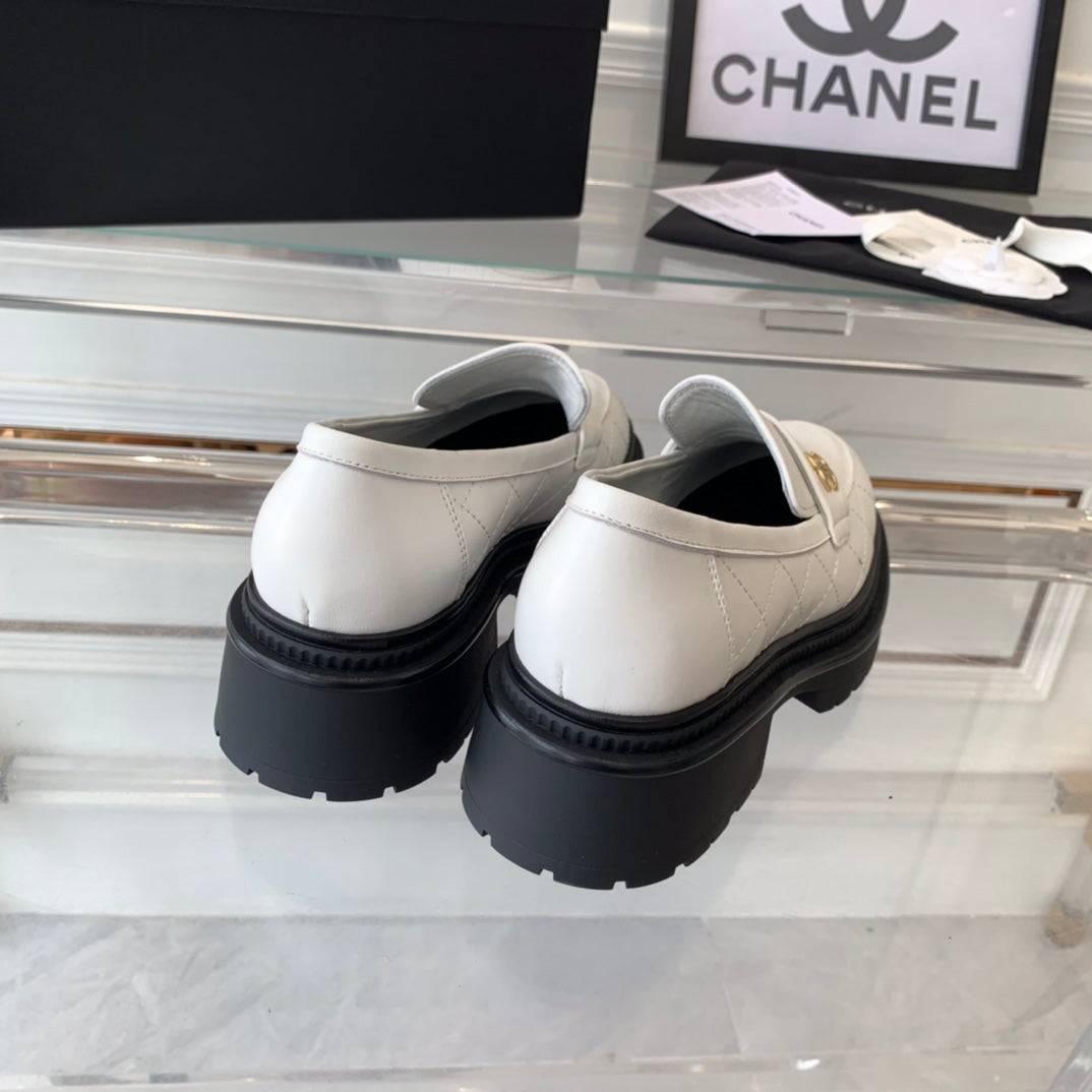 Chanel Moccasins White Calfskin