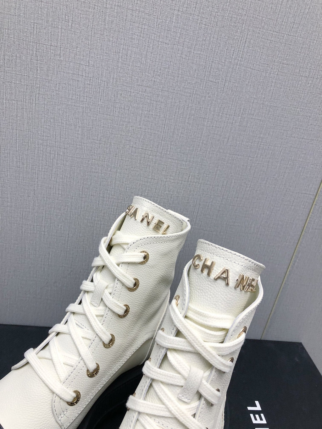 Chanel Martin Short Boots White Mix Black Lambskin