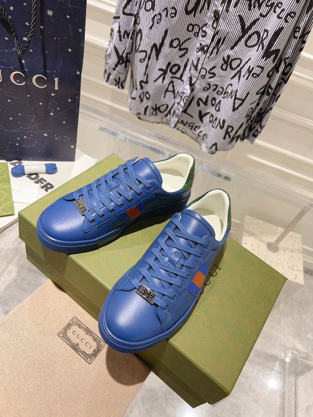 Gucci Ace Supreme Trainer Azure Calfskin