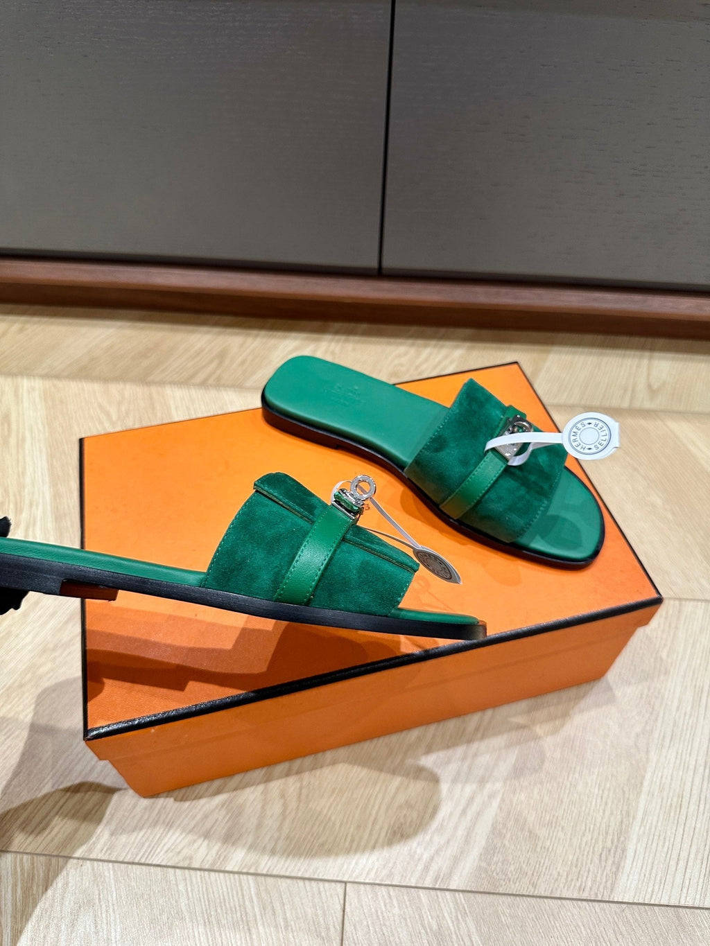 Hermes Gabriel Sandal Ocean Suede