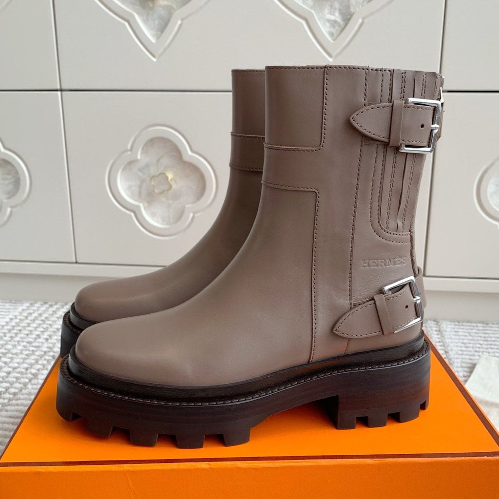 Hermes Jaime Ankle Boot in Cedar Brown Calfskin