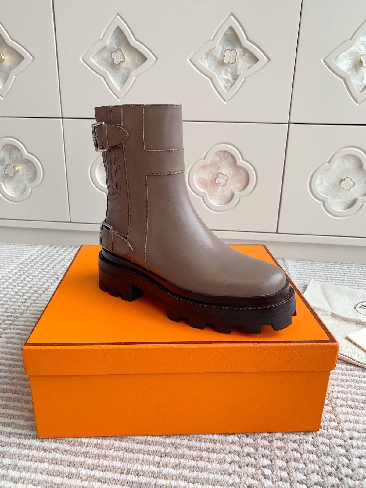 Hermes Jaime Ankle Boot in Cedar Brown Calfskin