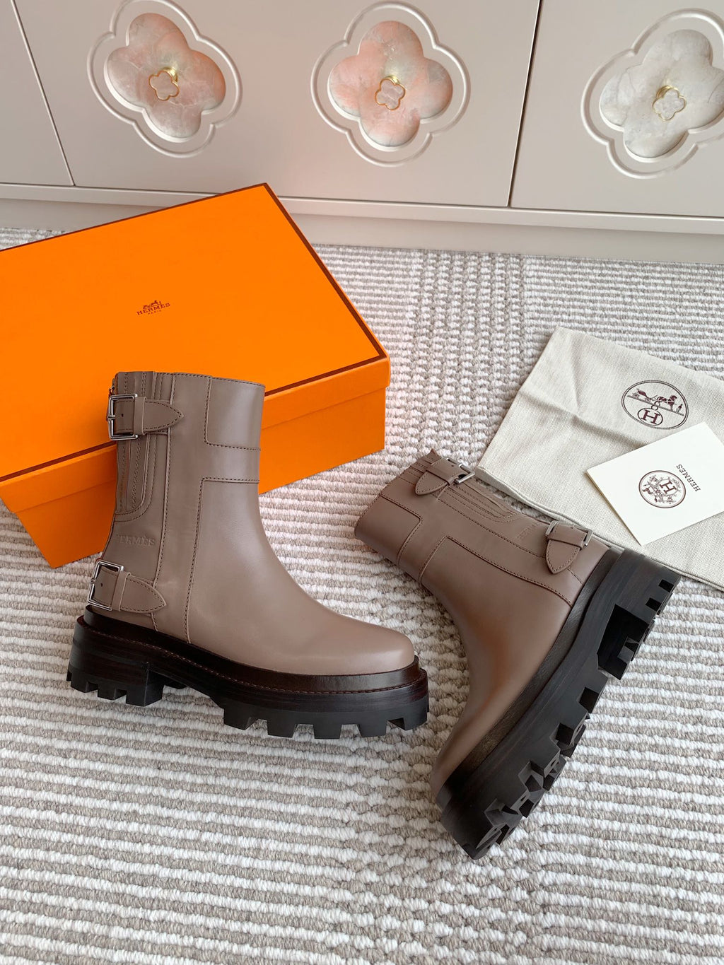 Hermes Jaime Ankle Boot in Cedar Brown Calfskin