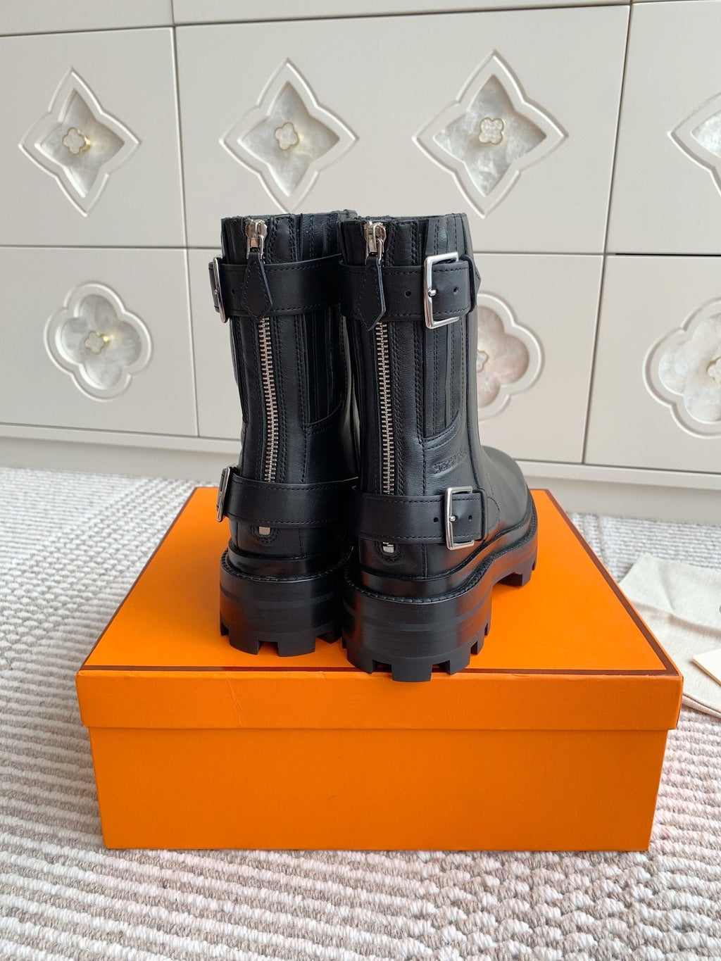 Hermes Jaime Ankle Boot in Black Calfskin