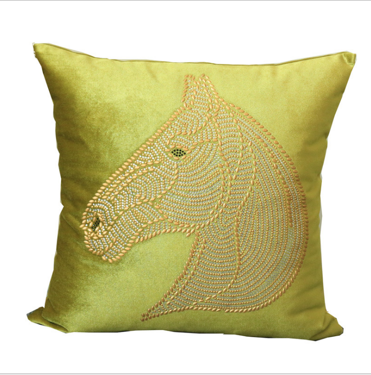 A European style precision velveteen hot drill horse head pillow hotel sofa cushion bedside bag
