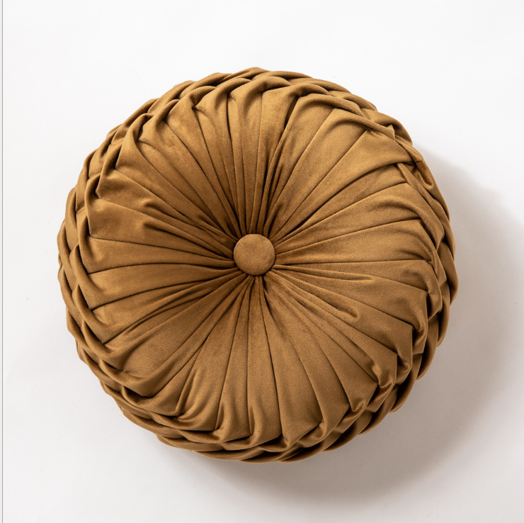 European style light luxury wind pure handmade Dutch velvet round cushion pillow beautiful Nordic solid color rolling texture fl