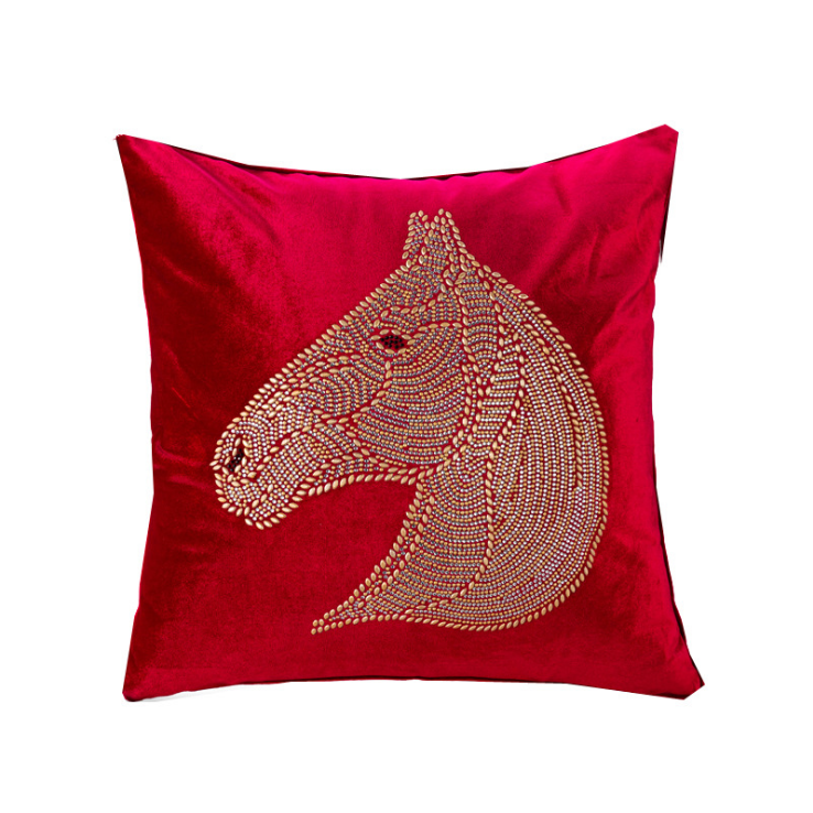 A European style precision velveteen hot drill horse head pillow hotel sofa cushion bedside bag