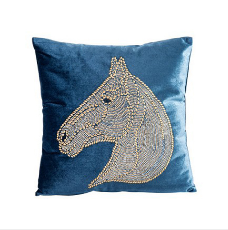 A European style precision velveteen hot drill horse head pillow hotel sofa cushion bedside bag