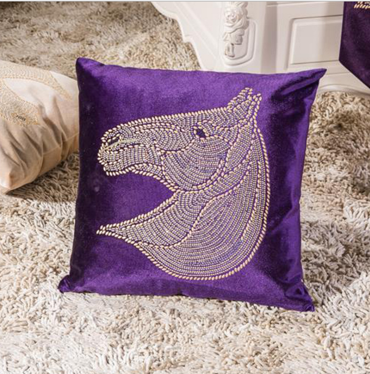 A European style precision velveteen hot drill horse head pillow hotel sofa cushion bedside bag