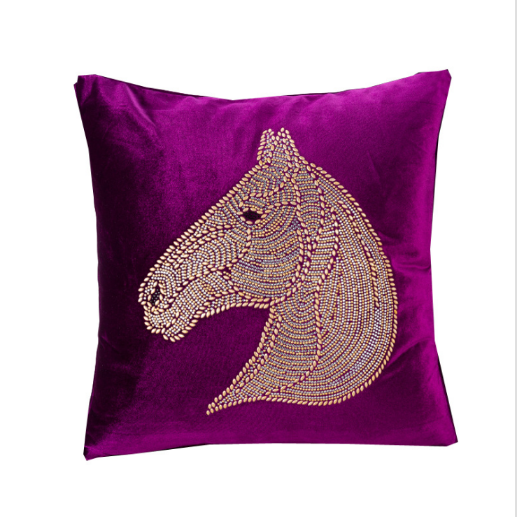 A European style precision velveteen hot drill horse head pillow hotel sofa cushion bedside bag