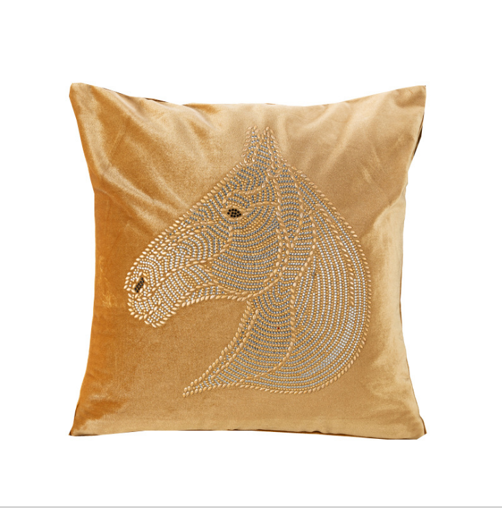 A European style precision velveteen hot drill horse head pillow hotel sofa cushion bedside bag