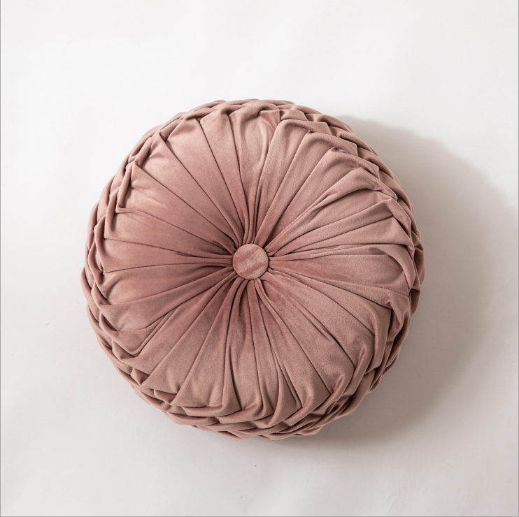 European style light luxury wind pure handmade Dutch velvet round cushion pillow beautiful Nordic solid color rolling texture fl