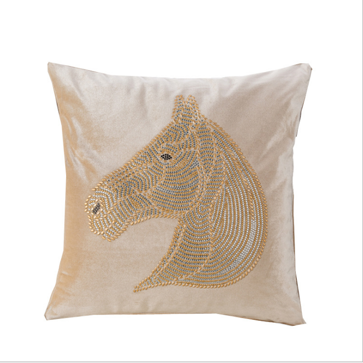 A European style precision velveteen hot drill horse head pillow hotel sofa cushion bedside bag
