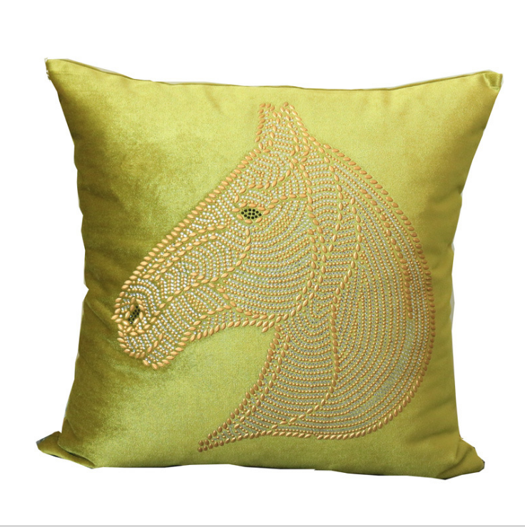A European style precision velveteen hot drill horse head pillow hotel sofa cushion bedside bag
