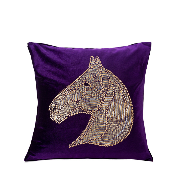 A European style precision velveteen hot drill horse head pillow hotel sofa cushion bedside bag