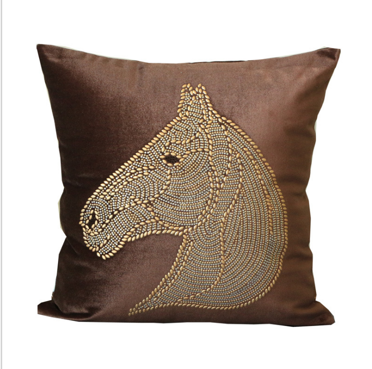 A European style precision velveteen hot drill horse head pillow hotel sofa cushion bedside bag