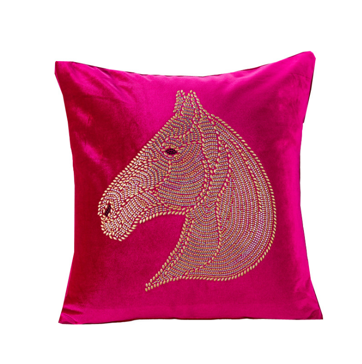 A European style precision velveteen hot drill horse head pillow hotel sofa cushion bedside bag