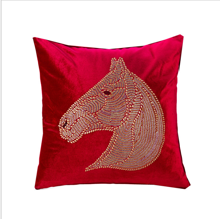 A European style precision velveteen hot drill horse head pillow hotel sofa cushion bedside bag