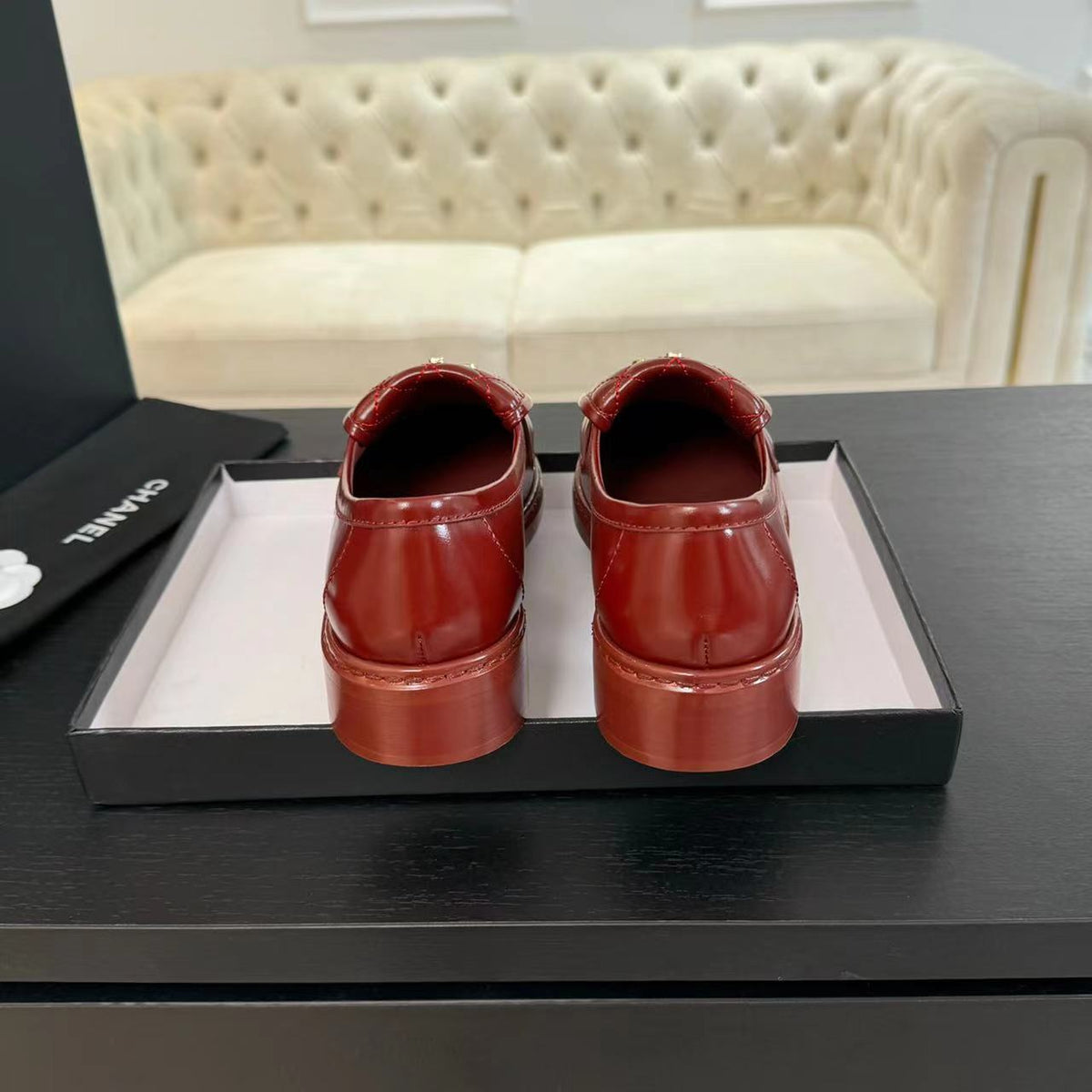 Chanel Moccasins Red Quilted Lambskin