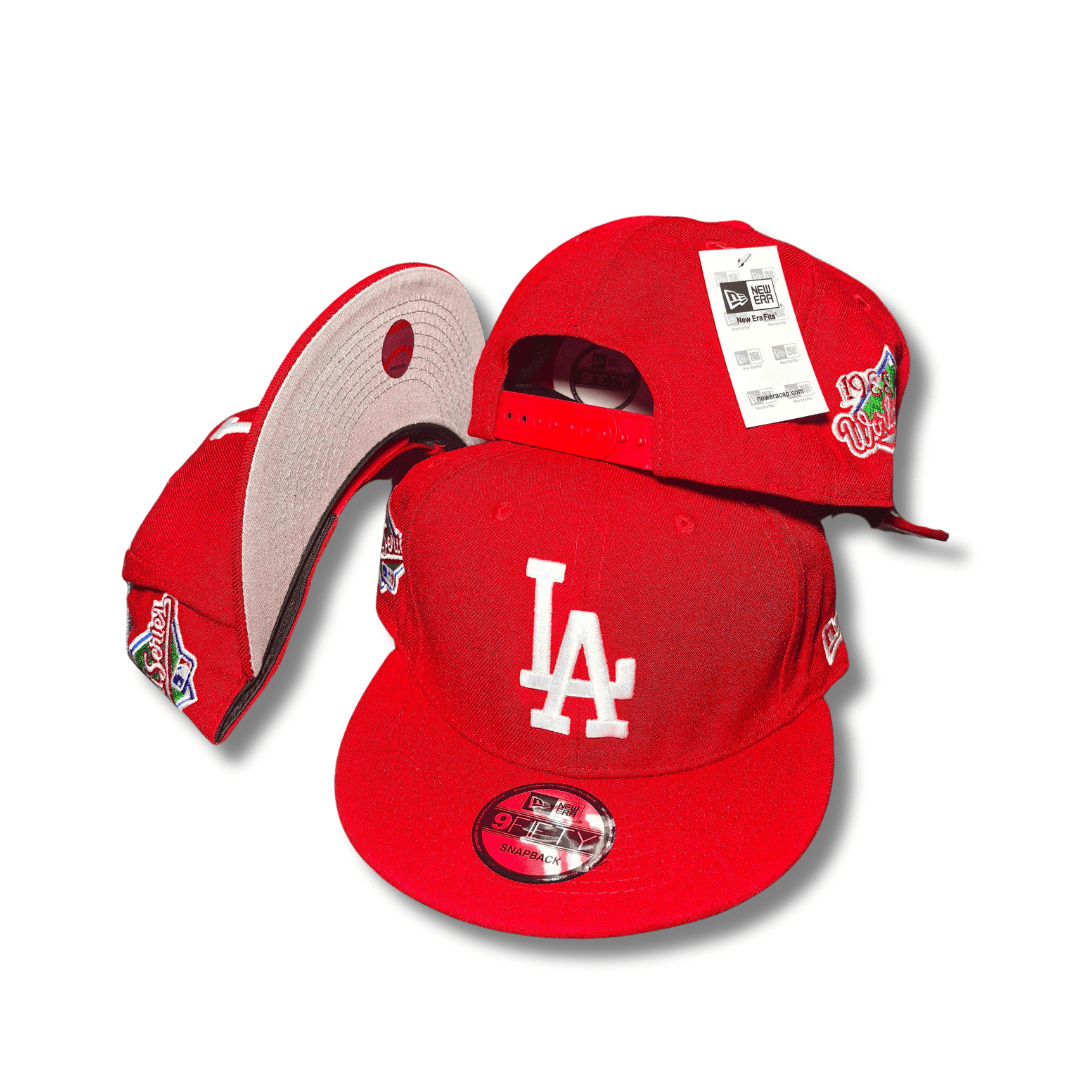 LA Dodgers with White Embroidered Logo and 1981 World Series Patch Red Snapback Cap
