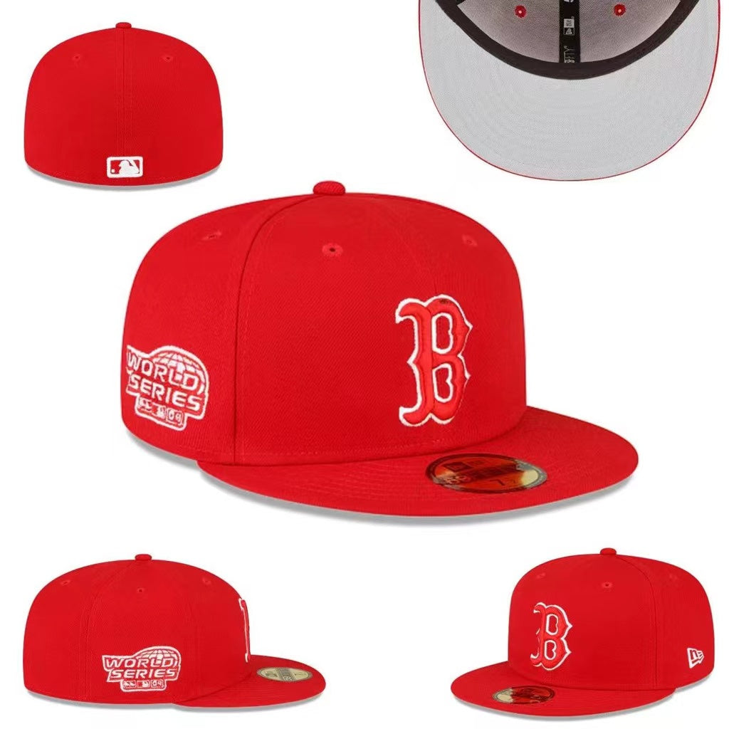 Boston Red Sox World Series Fitted Hat - Bright Red with Championship Patch
