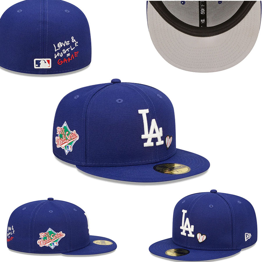 Los Angeles Dodgers Love & Hustle 1988 World Series 59FIFTY Hat - Royal Blue with Heart Embroidery