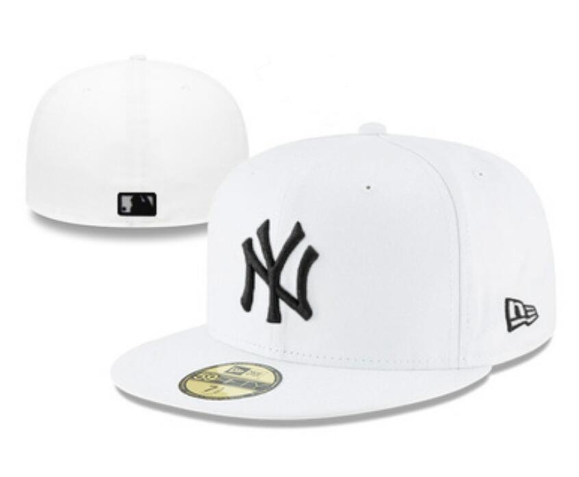 New York Yankees 59FIFTY Hat with Black Logo - White