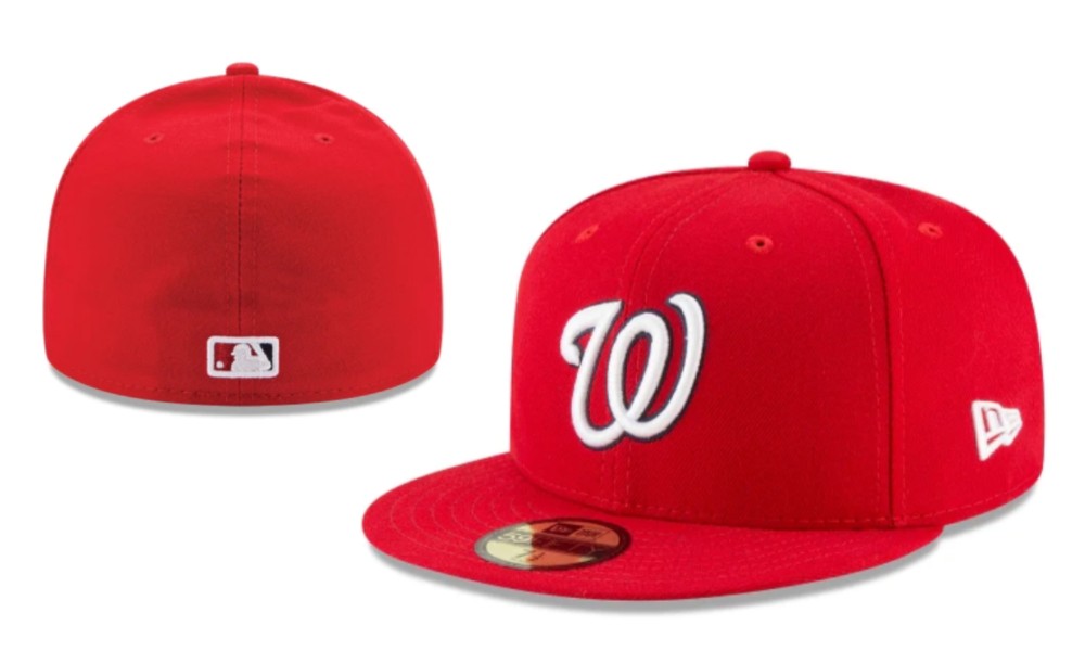 Washington Nationals Red Fitted Hat with Embroidered Team Logo and MLB Branding