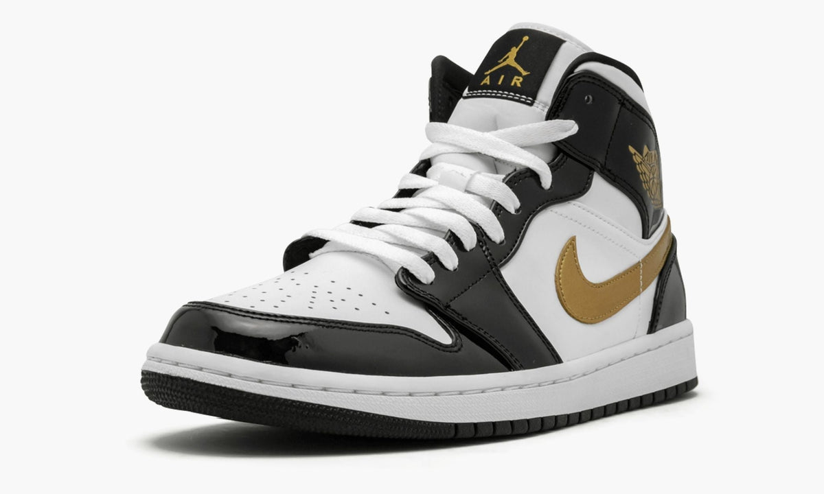 Air Jordan 1 Mid SE "Black Gold Patent Leather" Sneakers