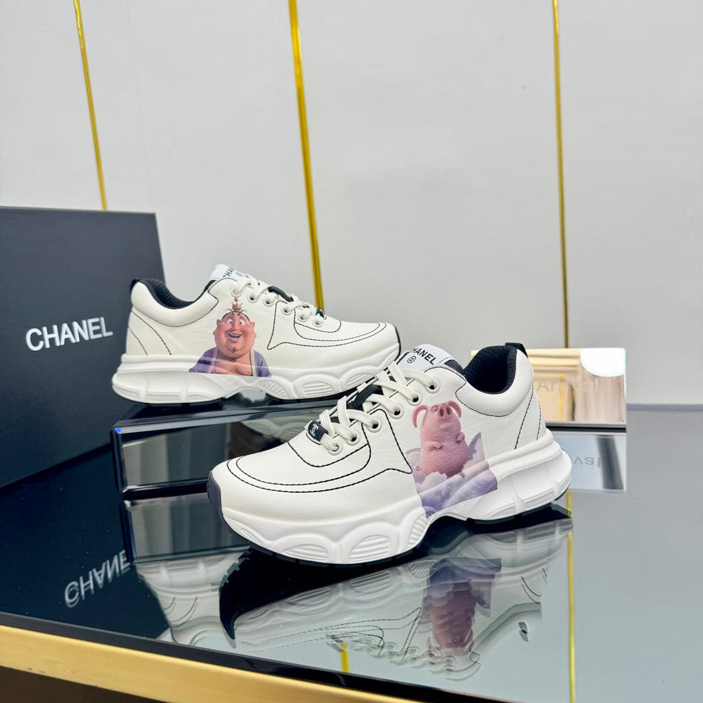 Chanel Trainers Sneaker in White Calfskin with Sticker 238622