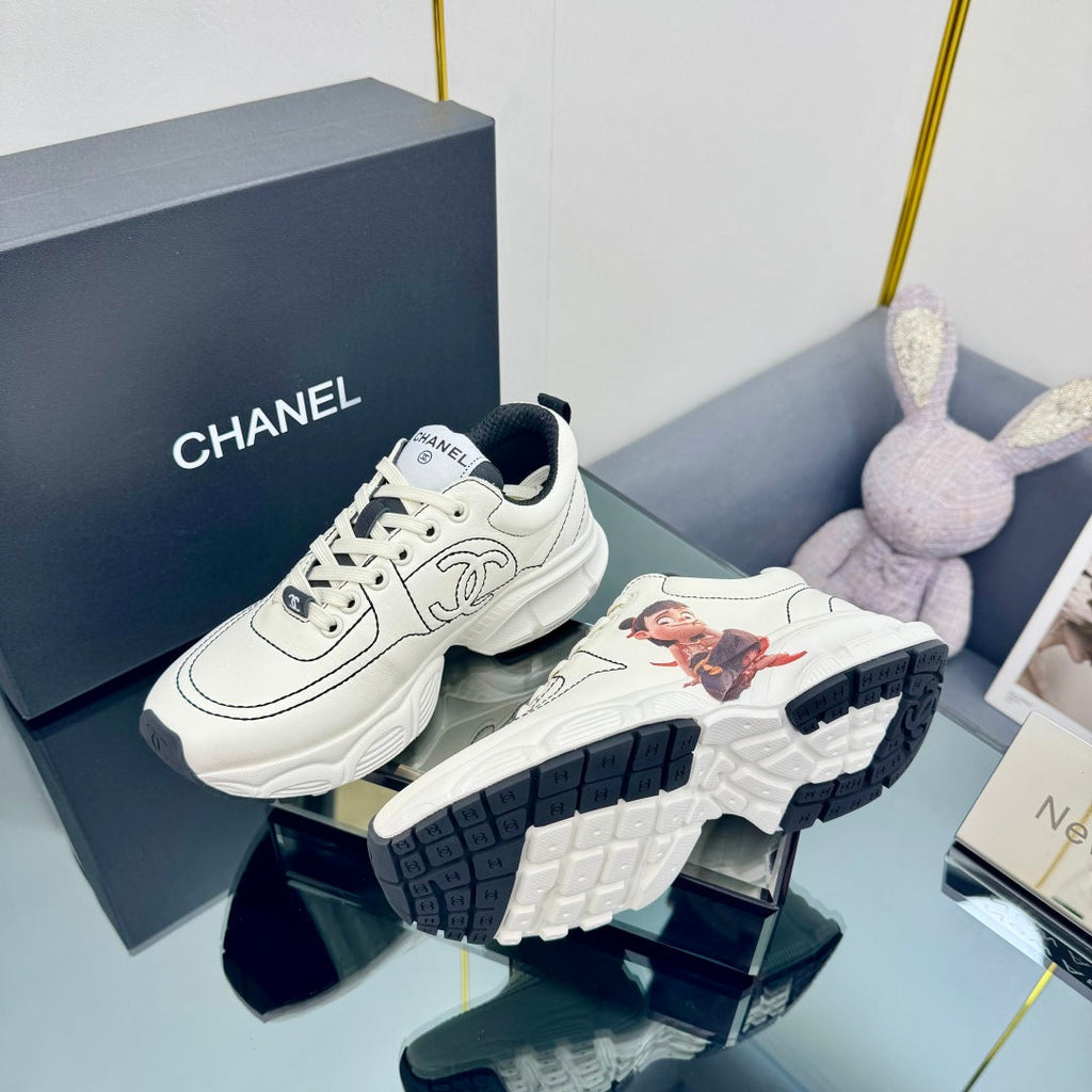 Chanel Trainers Sneaker in White Calfskin with Sticker 238623